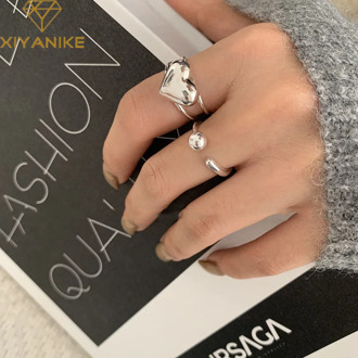 XIYANIKE 925 Sterling Silver LOVE Heart Rings for Women Fashion Elegant Round Ball Finger Jewelry Vintage Punk Party Accessories