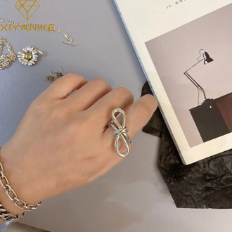 XIYANIKE 925 Sterling Silver New Arrival Big Bow Ring Female Fashion Simple Open Handmade High-quality Exquisite Trend Brincos