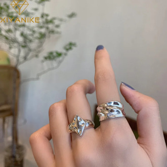 XIYANIKE 925 Sterling Silver New Arrival Irregular Surface Bump Diamond Ring INS Female Art All-match Fashion Handmade Кольцо
