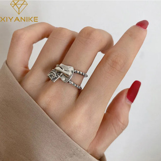 XIYANIKE 925 Sterling Silver New Arrival Korean Double-layer Zipper Open Ring Female Unique Design fashion Jewelry Gift Кольцо