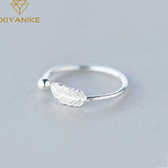 XIYANIKE 925 Sterling Silver New Fashion Feather Opening Rings Creative Simple Party Jewelry for Women Valentine's Day Gifts