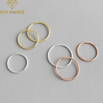 XIYANIKE 925 Sterling Silver New Fashion Glossy Line Rings for Women Minimalist Geometric Handmade Jewelry Valentine's Day Gifts