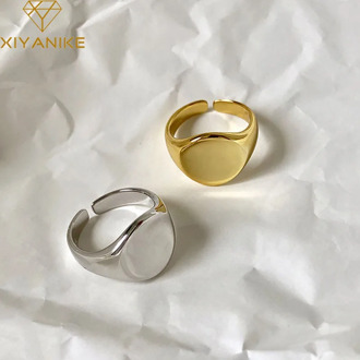 XIYANIKE 925 Sterling Silver Opening Rings for Women Couples New Fashion Simple Smooth Round Handmade Ring Party Jewelry Gifts