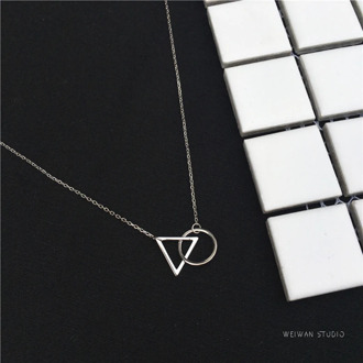 XIYANIKE 925 Sterling Silver Short Necklace Minimalist Clavicle Chain Female Triangle Round Pendant Resistance To Fade VNS8295
