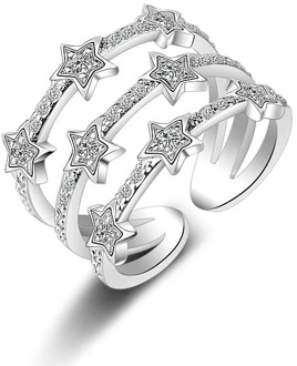 XIYANIKE 925 Sterling Silver Star Jewelry Multi Layer Resizable CZ Zircon Rings For Women Girls Trendy Wedding 2019 New Gift