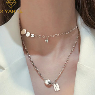 XIYANIKE 925 Sterling Silver Trendy Necklace for Women Couples Vintage Punk Simple Geometric Clavicle Chain Party Jewelry Gifts