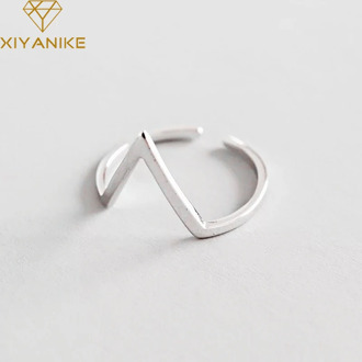 XIYANIKE 925 Sterling Silver V-shaped Creative Simple Opening Ring For Women Party Triangle Geometry Fashion Jewelry Accessories