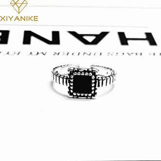 XIYANIKE 925 Sterling Silver Vintage Creative Handmade Opening Rings For Women Wedding Couple Trendy Elegant Meteorite Jewelry