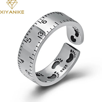 XIYANIKE 925 Sterling Silver Vintage Engagement Ring Creative Design Simple Geometric Handmade Jewelry Adjustable for Men Women