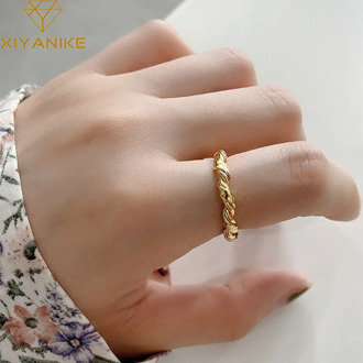 XIYANIKE 925 Sterling Silver Vintage Handmade Knot Rings for Fashion Women Party Classic Fine Jewelry Geometric Accessories Gift