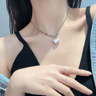 XIYANIKE 925 Sterling Silver Vintage Handmade LOVE Heart Necklace for Women Trendy Elegant Clavicle Chain Wedding Jewelry Gifts