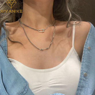 XIYANIKE 925 Sterling Silver Vintage Handmade Sweater Necklace for Women Creative Geometric Thai Silver Party Jewelry Gifts
