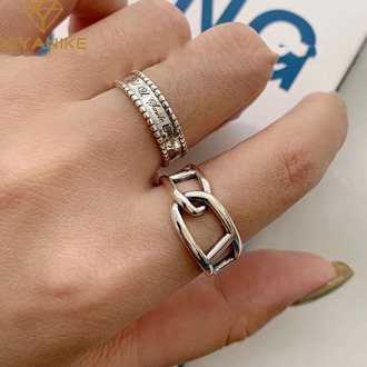 XIYANIKE 925 Sterling Silver Vintage Weaving Handmade Finger Rings for Women Wedding Couple Trend Party Accessories Jewelry Gift