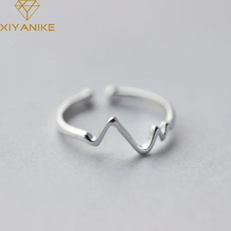 XIYANIKE Minimalist 925 Sterling Silver Engagement Rings Creative Fashion Wave Geometric Handmade Party Jewelry Gifts for Women