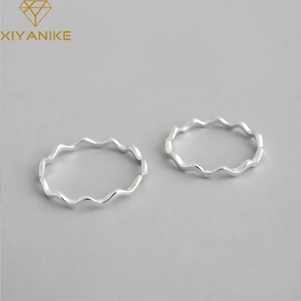XIYANIKE Minimalist 925 Sterling Silver Finger Rings New Fashion Curve Wave Geometric Handmade Party Jewelry Gifts for Women