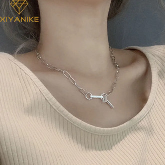 XIYANIKE Minimalist 925 Sterling Silver Thick Chain Clavicle Chain Trendy Necklace for Women Elegant Birthday Party Jewelry Gift