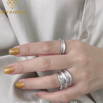 XIYANIKE Minimalist 925 Sterling Silver Width Rings for Women Irregular Jewelry New Fashion Geometric Handmade Party Accessories