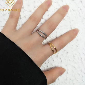 XIYANIKE New Fashion 925 Sterling Silver Rings Creative Simple Hollow Geometric Handmade Ring Party Jewelry for Women Adjustable