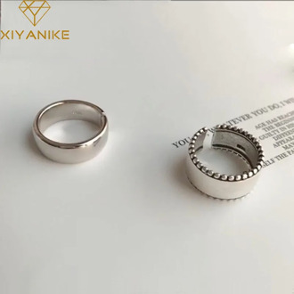 XIYANIKE Prevent Allergy 925 Sterling Silver Fashion Simple Smooth Opening Rings for Women Couple Party Jewelry Accessories