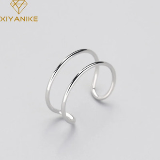 XIYANIKE Prevent Allergy 925 Sterling Silver Opening Rings Minimalist Geometric Double-layer Thin Line Party Jewelry Gift
