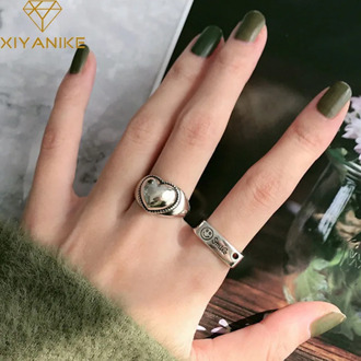 XIYANIKE Wholesale 925 Sterling Silver Finger Rings for Women Couples New Fashion Vintage Handmade Ring Thai Silver Jewelry Gift
