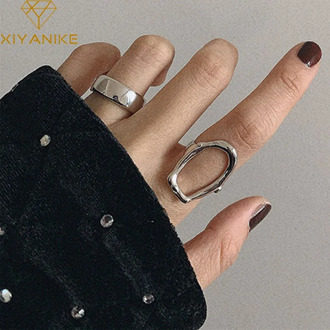 XIYANIKE Wholesale 925 Sterling Silver Opening Rings for Women Couples Irregular Jewelry New Fashion Simple Party Jewelry Gifts