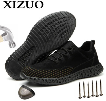 XIZOU 2020 Men's Outdoor Mesh Light Breathable Safety Sneakers Deodorant Anti-static New Design Non-slip Men Boots Dropshipping