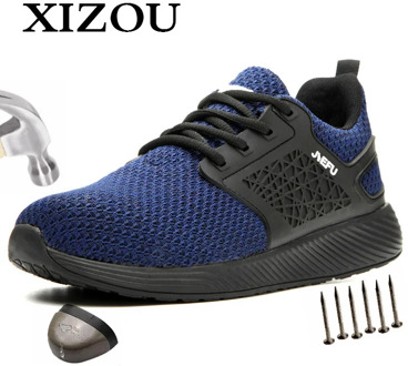 XIZOU Air Mesh Steel Toe Work Shoes All Season New Design Casual Mesh Sneakers Lightweight Anti-smashing New Shoes Big Size 48