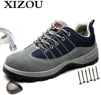 XIZOU Man Safety Shoes Puncture-Proof Safety Work Shoes Anti-static Non-slip Steel Mid Sole Men's Protective Shoes Dropshipping