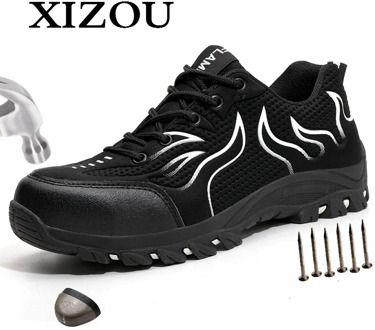 XIZOU Men Indestructible Steel Toe Shoes Indestructible Puncture-Proof Boots Construction SafetyConstruction Shoes Casual Size48