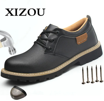 XIZOU Men's Fashion Steel Toe Protective Anti Smashing Work Shoes Lightweight Breathable Camouflage Military Boots Dropshipping