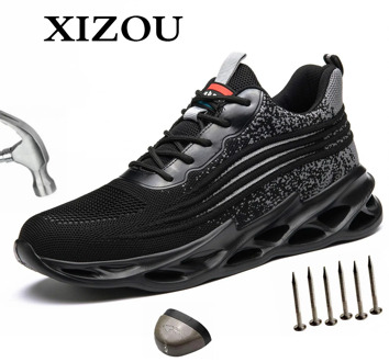 XIZOU Men Safety Shoes Boots Breathable Work Shoes Outdoor Comfort Non-Slip New Design Casual Puncture-Proof Deodorant Size 48