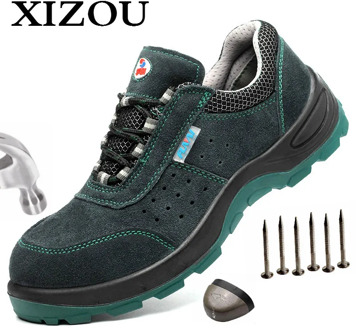 XIZOU New Men Steel Toe Work Safety Shoes Protective Toe Cap Puncture-Proof Indestructible Men's Protective Shoes Dropshipping