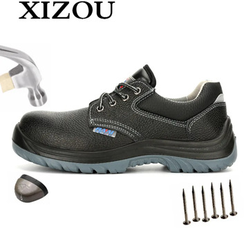 XIZOU Safety Work Shoes for Men Steel Toe Cap Anti-smashing Working Boots Genuine Leather New Design Men Boots Free Shipping