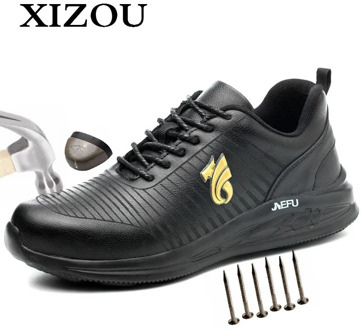 XIZOU Work Shoes with Steel Toe Safety Men Office Boots Indestructible Anti Smashing Puncture Proof Work Boots for Men