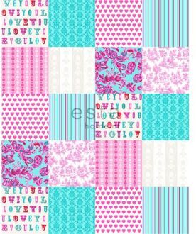 XL behang love you - quotes turquoise en roze - 20 behangtege