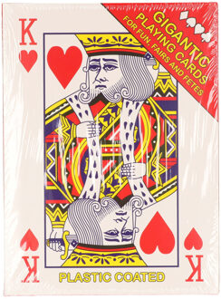 XL formaat Speelkaarten - 1x pakje - rood/wit - 20 x 28 cm - spelletjes spelen - kaarten