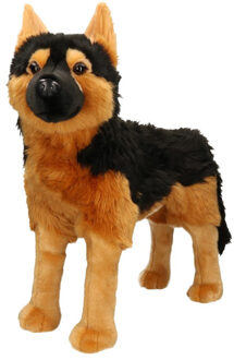 XL Knuffel Duitse Herder hond bruin/zwart 53 cm knuffels kopen