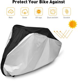Xl Moto Motorfiets Deksel Met Slot Gat Sneeuw Uv Protector Stofdicht Waterdicht Scooter Mtb Bike Cover 190T 200x70x110cm Zilver