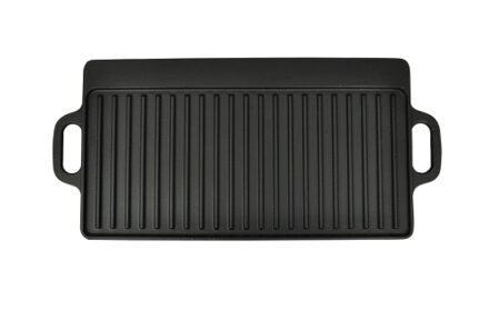 XL reversible grill pan in cast iron for BBQ and pizza