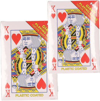 XL size Speelkaarten 2x pakje - rood - 17 x 12 cm