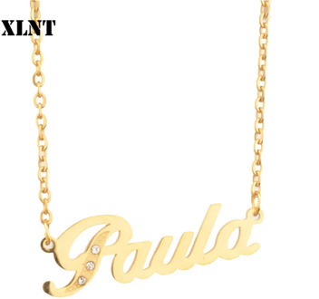 XLNT Paula Name Necklace Stainless Steel Custom Name Couple Necklace Personalized Pendant Necklace Jewelry Best Friend Gift