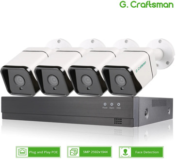 XM Face Detection 4CH 5MP POE IP Camera System Kits Audio Waterproof CCTV Security Video Surveillance H.265+ XMEye G.Craftsman