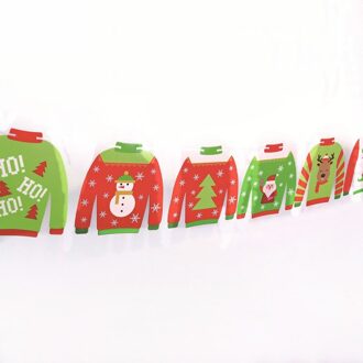 Xmas Decoratie Benodigdheden Papier Trui Vorm Vlag Vrolijk Kerstmis Nieuwjaar Winter Party Bunting Scène Vlag