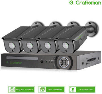 XMeye 4CH Security System Kits 5MP SONY Face Detection POE IP Camera Audio CCTV 8ch NVR Recorder Video Surveillance AI Onvif