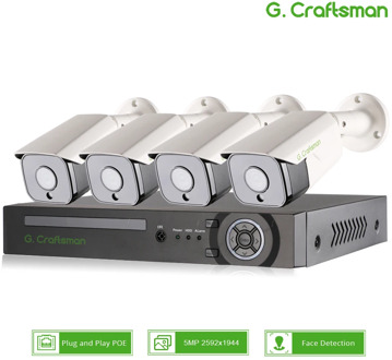 XMeye 5MP Face Detection POE IP Camera Security System Kits 4CH SONY 335 Audio Waterproof CCTV Video Surveillance AI Onvif NVR