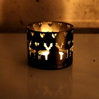 Xms Hollow Kaarshouder Kandelaar Christmas Decor Party Decoratie zwart hert