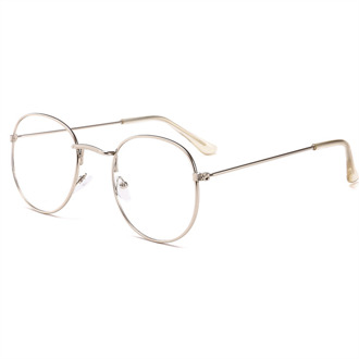 XojoX Ronde Bril Frame Mannen Mode Optische Brillen Frames Voor Vrouwen Transparante Metalen Bril Zilver