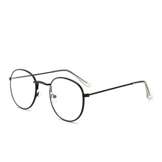 XojoX Ronde Bril Frame Mannen Mode Optische Brillen Frames Voor Vrouwen Transparante Metalen Bril zwart