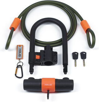 Xolid fiets- of scooterslot - 18 x 24 cm - donkergroen - beugelslot - extra kabel - bromfiets slot